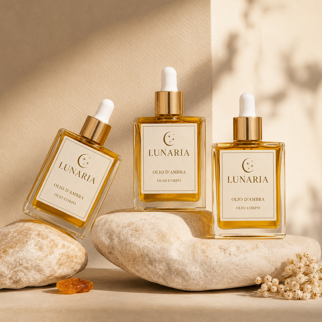 3 Flaconi Olio d'Ambra